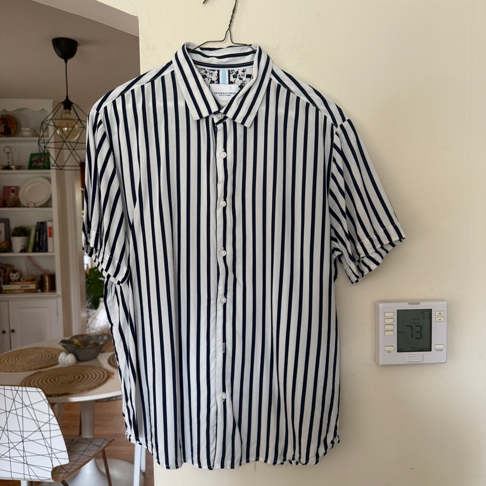 Denim & Flower Navy and White Striped Shirt